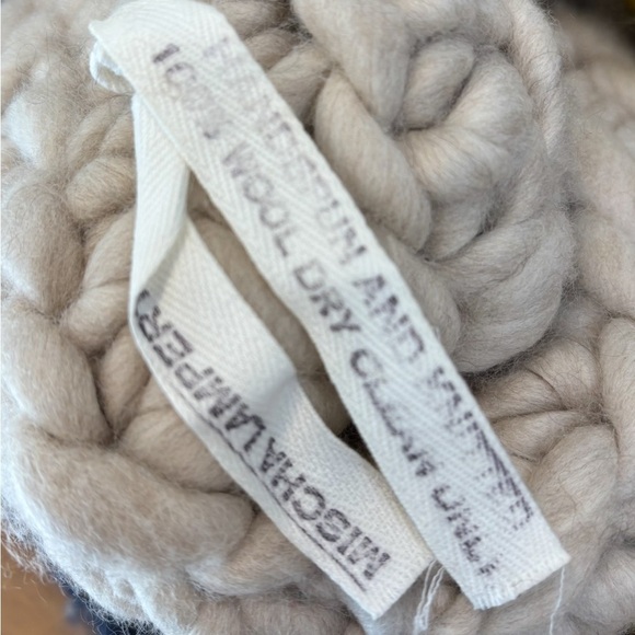 Mischa Lampert Wool Handcrafted Beanie — White & Yellow Chunky Knit Slouchy, OS main image 5